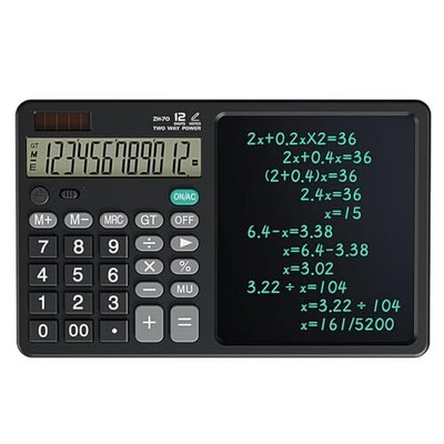 12 Digits Desktop Calculator with Large Hand-Writing LCD Notepad. Solar Power...