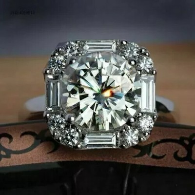 2.50Ct Round Lab Created Diamond Engagement Ring 14K White Gold Plated Silver