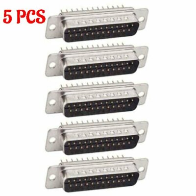 5 Pcs Pack DB25 25 Pin Male D-SUB Solder Cup Connector Adapter Plug Assembly