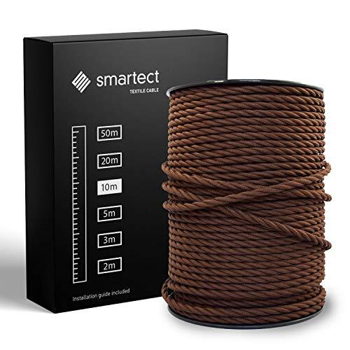Smartect Cable Electrique Tordu Textile Marron, Fil Electrique Tissu De 10 MÃ¨Tre