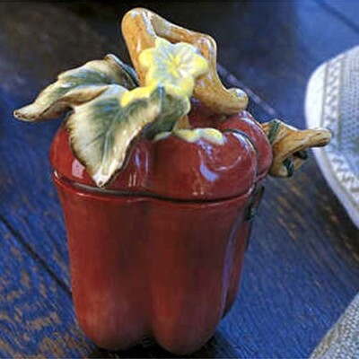FITZ & FLOYD Bell Classique Red Pepper Condiment Jar w/Spoon 58/245 NEW IN BOX