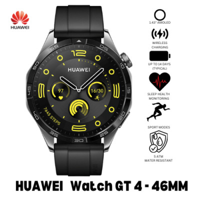 NEW Huawei Watch GT 4 46mm BLACK 1.43'' AMOLED Bluetooth iOS Android Smartwatch