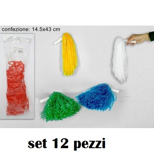 Set 12 Pezzi Pon Pon Colorati Carnevale Festa Party Divertimento dfh