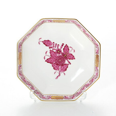 Herend Apponyi Flower Pink Lilac Small Dish Octagonal Chinese Bouquet 4.3 inches
