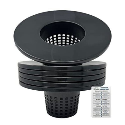 6 Inch Wide Lip Net Pots Pack of 6 for 5 or 3.5 Gallon Bucket - DWC Basket Lids