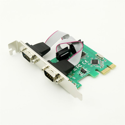 1x PCI-E Express to Dual Serial DB9 RS232 2-Port Controller Adapter Card WIN 10