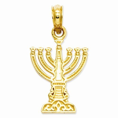 14K SOLID YELLOW GOLD SMALL MENORAH CHARM / PENDANT RELIGIOUS 1 GRAM