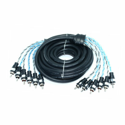 Car Audio 6-CH Black Matt Twisted RCA Cable With AL Foil Shielding 17ft