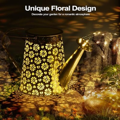 Solar Watering Can with Cascading Light Large Hanging Lantern for Outdoor Garden