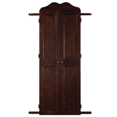 Dartboard And Wall Cue Rack Cabinet Cappuccino Finish Holds 6