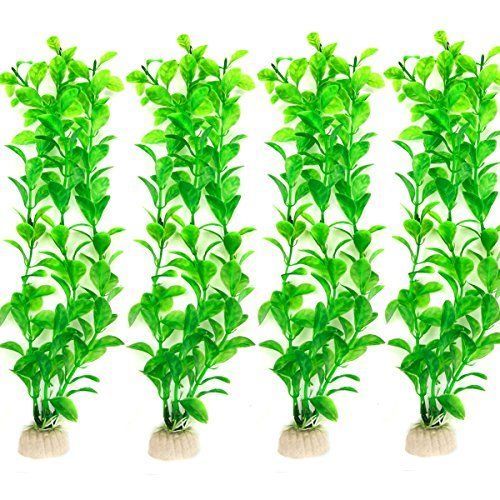 Comsun 4 Pack Artificial Aquarium Plants Large Size 10.6 inch Approximate Height