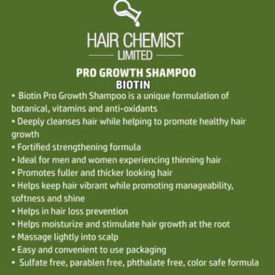 Hair Chemist Biotin Pro-Growth 3PC Hair Care Set - Includes 33.8oz Shampoo, 33.8