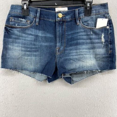 Frame Shorts Womens Size 30 Le Cutoff Med Wash 5 Pocket Whisker Raw Hem