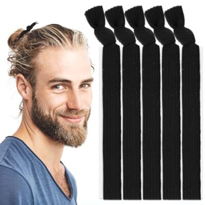 Sibba No Damage Hair Ties Knotted Mens Hair Ties 5 Pcs Elastic Hairbands 