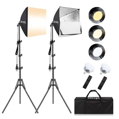 Softbox Lighting Kit Mini,  16x16in Soft Box 2pack| 85W 2700-6400K E27 2softbox