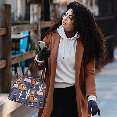 Cute Llama Cactus Lunch Bag Reusable Insulated Lunch Box Lunch Tote For Women Me