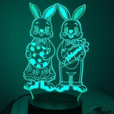 Bluey Easter Bunny Night Light 3D Visible Acrylic Plate LED Lamp, Valentine's 