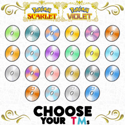 Choose Any TM Technical Machine move-teaching Item TMs Pokemon Scarlet Violet