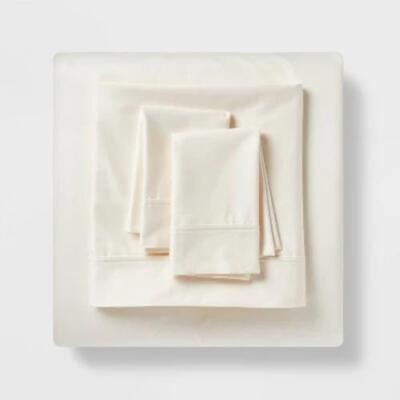 Queen 500 Thread Count Tri-Ease Solid Sheet Set Ivory - Threshold