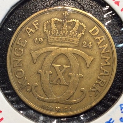 1924 Denmark 2 Kroner  RARE! VF+