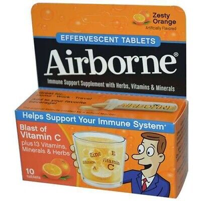 Two boxes -Airborne Effervescent Tablets, Zesty Orange, 20 count,  Free Shipping