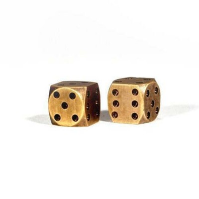 Dice Solid Brass With Antique Finish and Rounded Corners (Set Of 2)