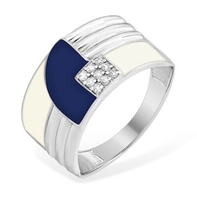 Ring Silberring Fingerring Damenring mit Zirkon Emaille Echtschmuck