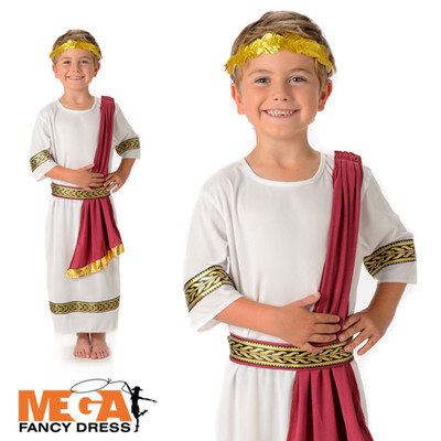 Roman Emperor Boys Fancy Dress Ancient Greek Historical Caesar Toga Kids Costume