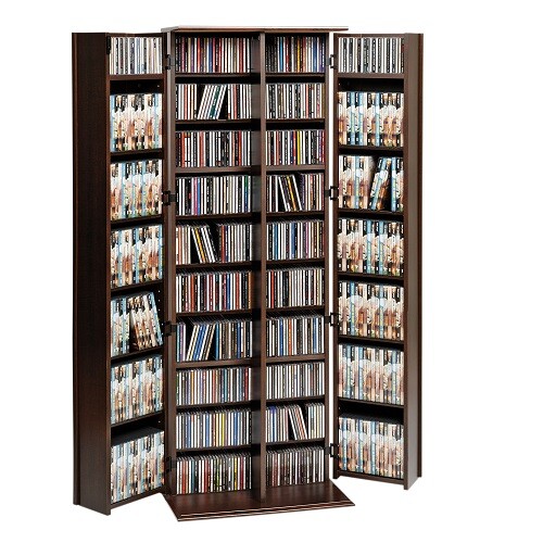 DVD Storage Adjustable Shelves Media Tower CD Blue Ray VHS