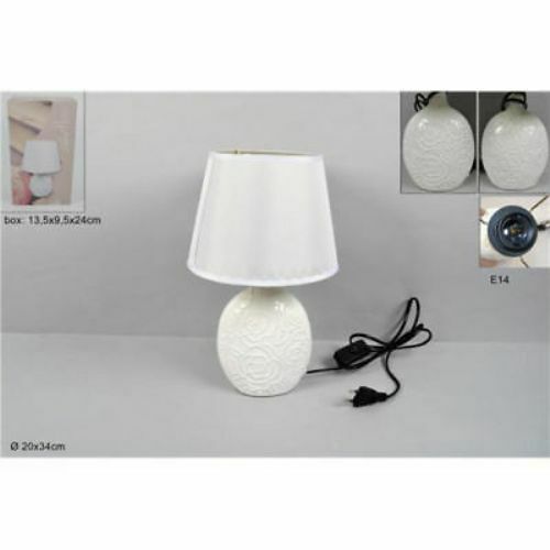 Lume Lampada Abat Jour Comodino Comò 34cm Luce Fiori Moderna Dfh