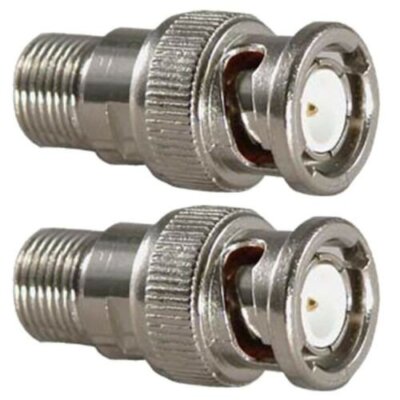 2 Pcs BNC Male to F Type Female Coax Coaxial Cable Adapter Connector Converter