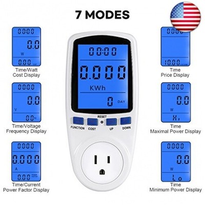 YOUTHINK Electricity Usage Monitor Power Meter Plug Home Energy Watt Volt Amps