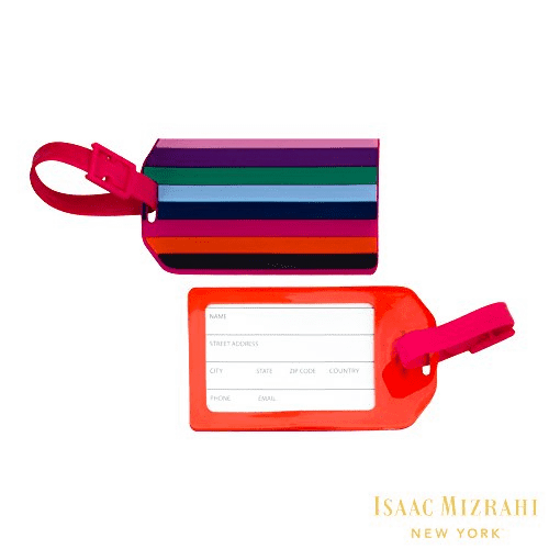 ISAAC MIZRAHI 5 PC TRAVEL SET luggage tags, scale, lock & pouch NIB pink