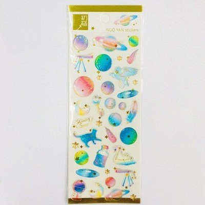 1 Sheet Decorative Stickers Crystal Epoxy Sky Unicorn Whale Style Stick Label