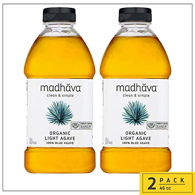 MADHAVA Organic Light Agave, 46 oz. Bottle Pack of 2 | 100% Pure Organic Blue |