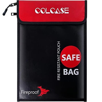 Fireproof Document Bag Upgraded 2 Pockets (2000  )15 x 11 Inches Silicone Coa...