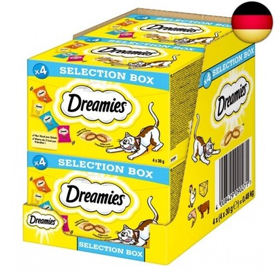 Dreamies Katzensnacks Katzenleckerli Selection Box mit Huhn, Käse, Lachs, Rind,