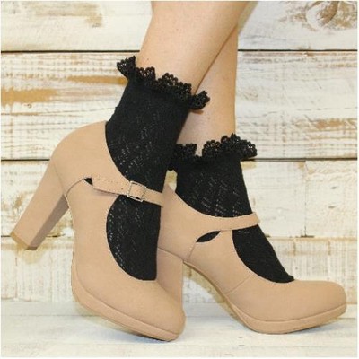 Black, Women's Booties Socks Made Usa