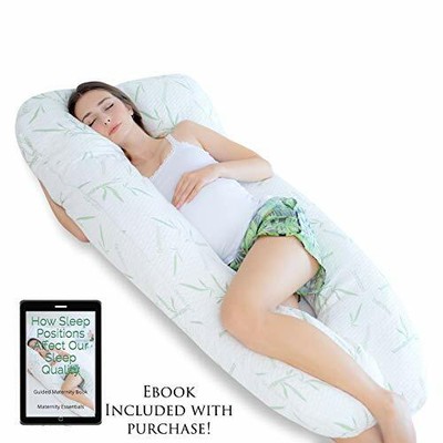 Essentials. Co Ultra-Luxury 60″ Bamboo Pregnancy Pillow, U Shaped Full Body