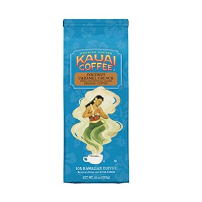 Kauai Hawaiian Ground Coffee Coconut Caramel Crunch Flavor 10 oz Bag - 100%