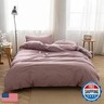 Face Two Face Bedding Duvet Cover Set 3 Pieces 100% Washed Cotton Duvet Cover Linen Like Textured Breathable Durable Soft Comfy (California King, Purple Bean Paste)