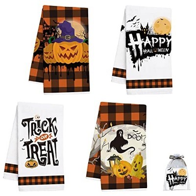 S Trick Or Treat Pumkin Dish Towels Hand Towels For Kitch