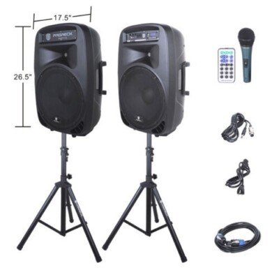 PRORECK PARTY 15 2000W 15'' Powered DJ PA Speaker System Bluetooth/USB/SD/LED