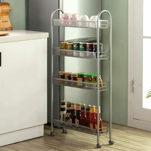 Kitchen Rack Slim Storage Shelf Organizer Holder Strong 4 Tie...
