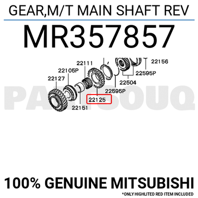 MR357857 Genuine Mitsubishi GEAR,M/T MAIN SHAFT REV OEM | eBay