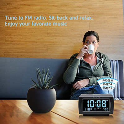DreamSky Deluxe Alarm Clock Radio with FM Radio, USB Port for Charging, 1.2