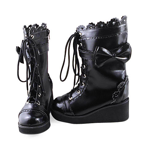 Schwarz Weiss Lolita Gothic Damen Stiefel Wedges Stiefeletten Tokyo Japan Boots Ebay
