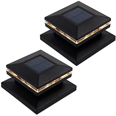 MAGGIFT 15 Lumen Solar Post Lights, Outdoor Post Cap Light for 2 pack Black
