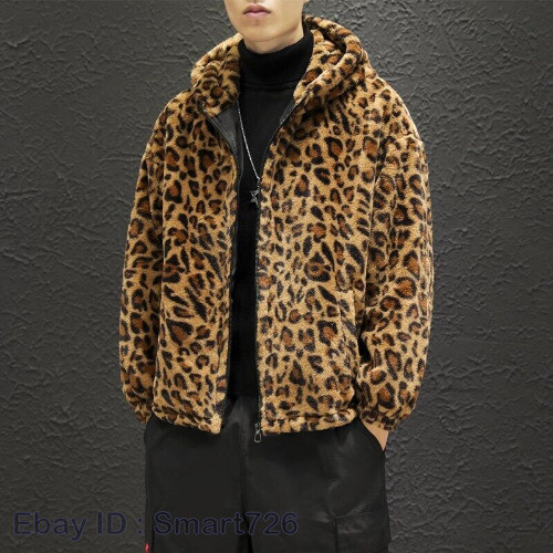 Autumn Leopard Jacket Men Hoodies Coat Streetwear Loose