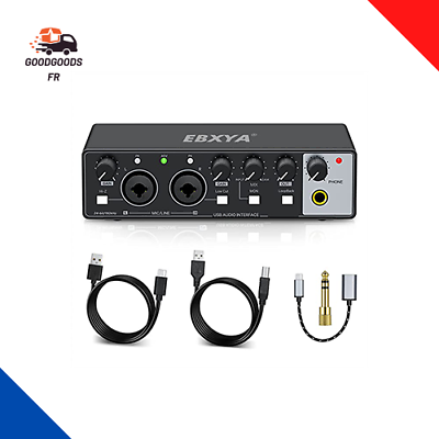 Audio Interface USB Noir, EBXYA Carte Son Externe Table De Mixage Pour PC